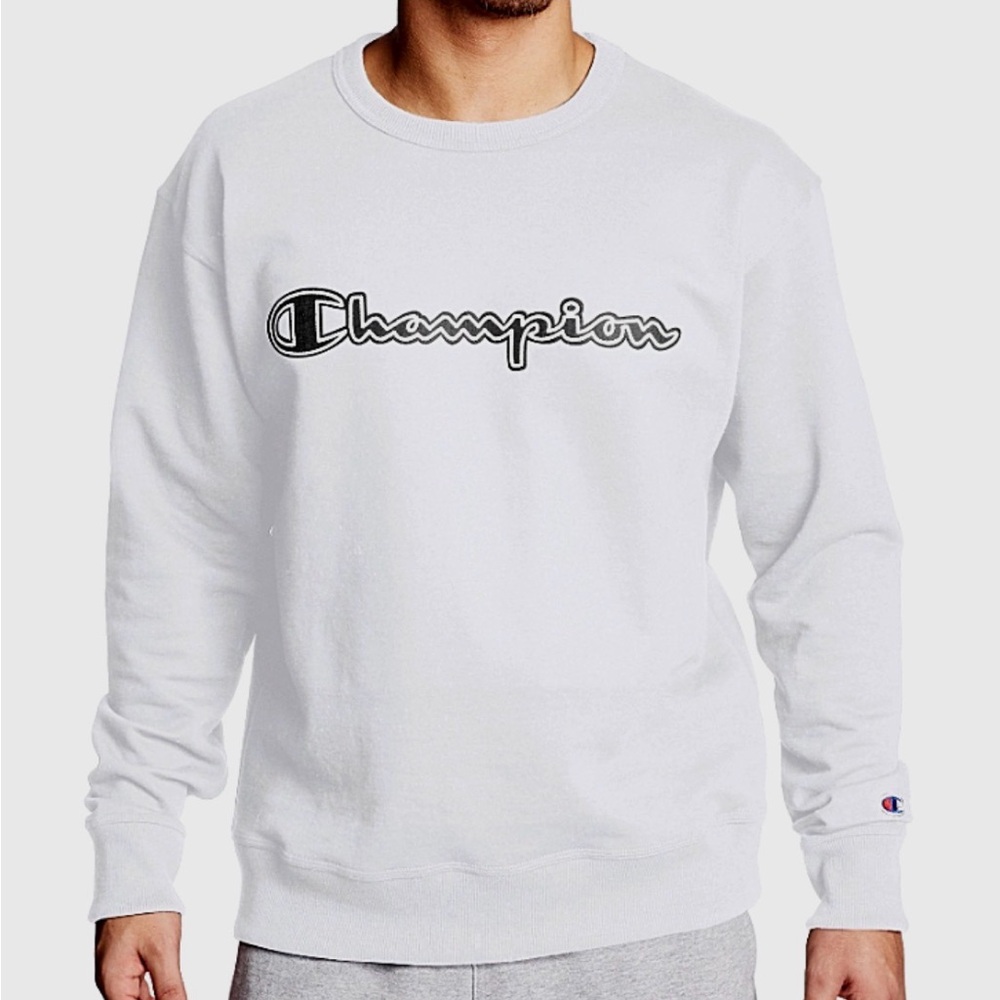 Champion Men's Pullover Sweatshirt (with heather gray embroidered logo)(Size: L)